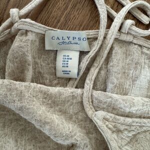 Calypso St. Barth Beige Textured Midi Dress Sz M